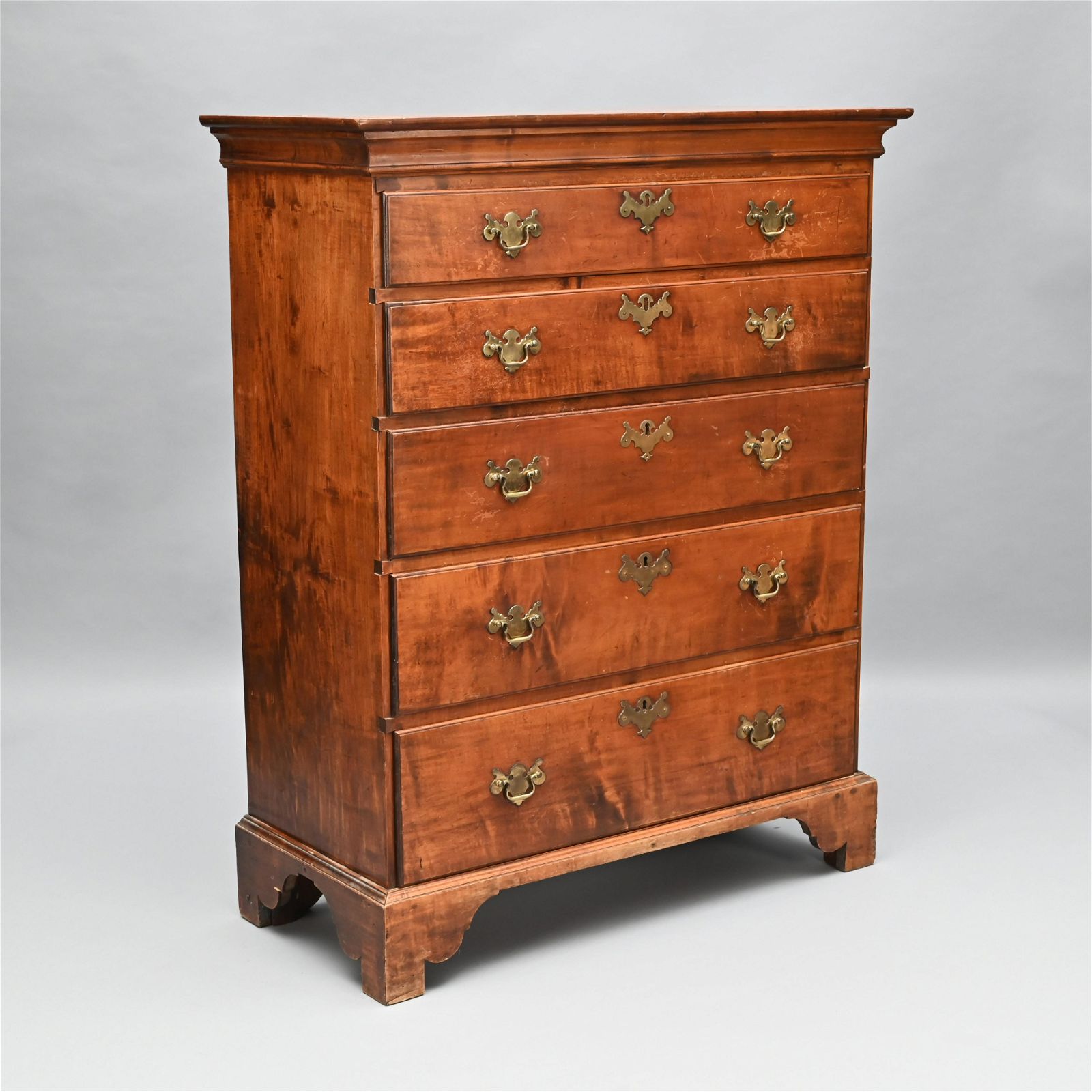 New England Chippendale Maple Tall Chest