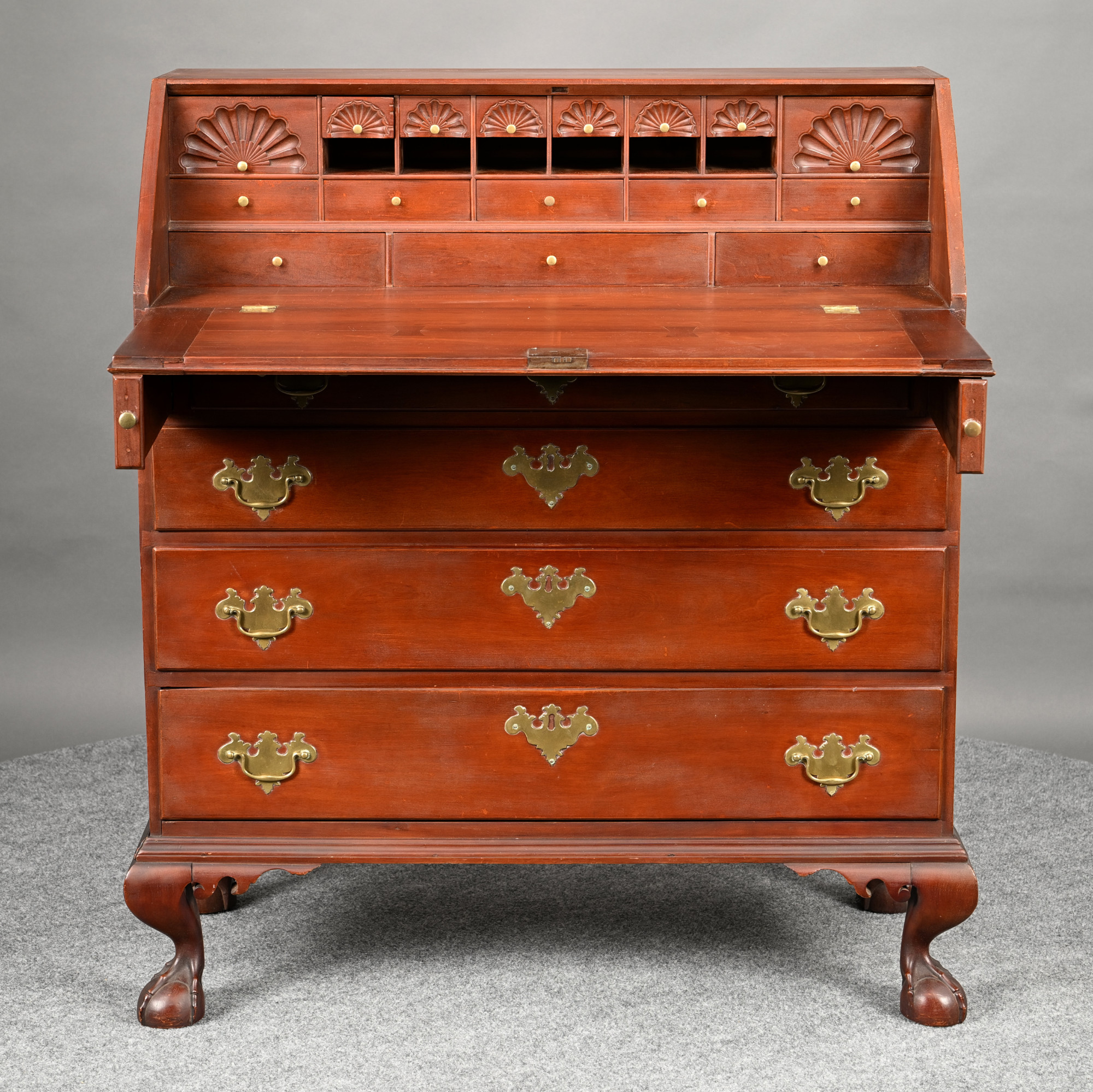 Important New Hampshire Chippendale Cherry Slant-Lid Desk, Samuel Dunlap