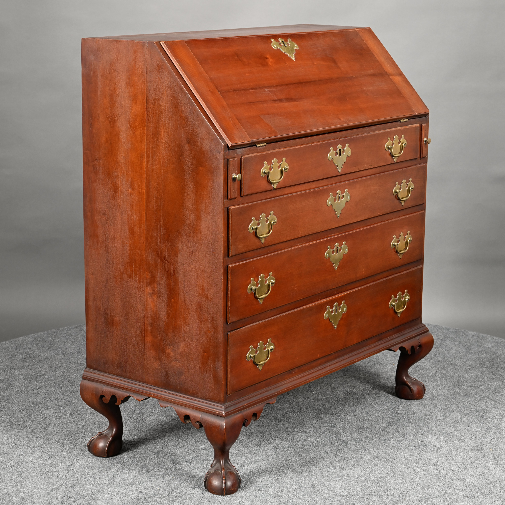 Important New Hampshire Chippendale Cherry Slant-Lid Desk, Samuel Dunlap, Bedford, Circa 1790