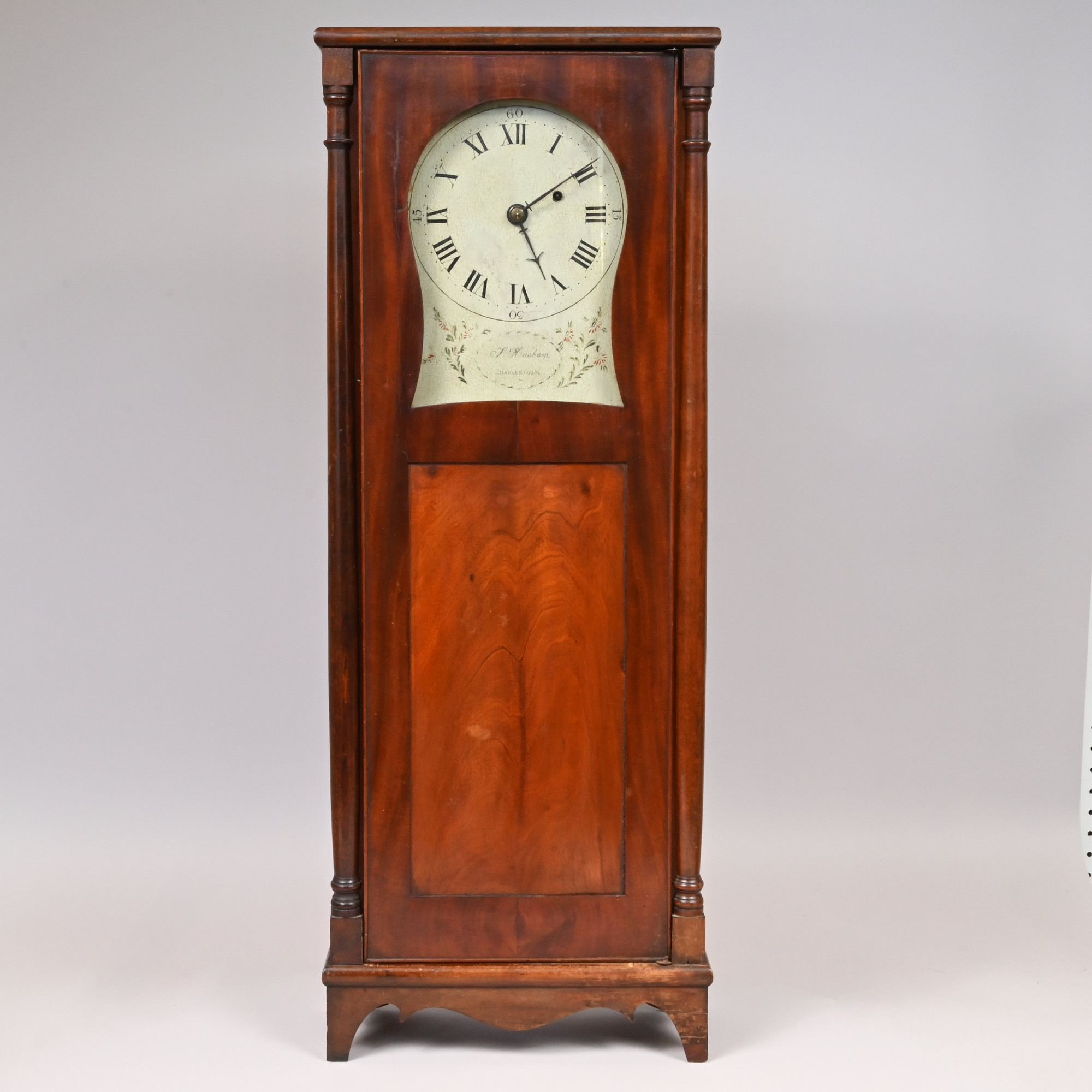 New Hampshire Mahogany and White Pine Shelf Clock, Stephen Hasham (Boston, Massachusetts, 1764-Charlestown, New Hampshire, 1861), Charlestown, Circa 1810