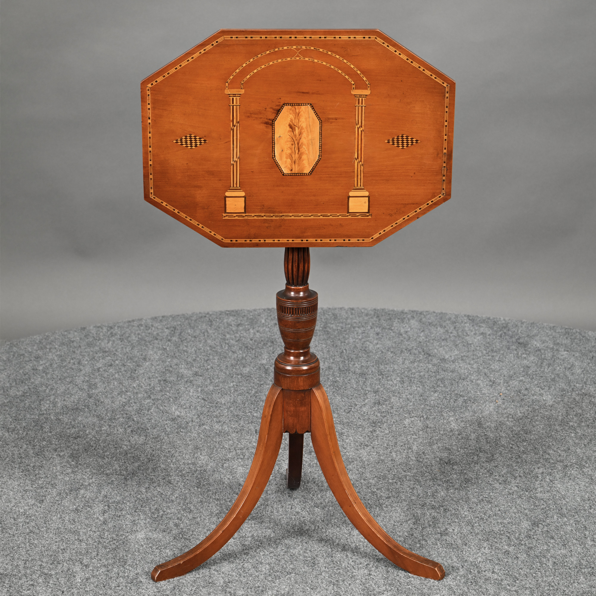 New Hampshire Federal Figured Birch-Inlaid Cherry and Maple Tilt-Top Candlestand, Possibly Levi Bartlett (Salisbury, 1784-1864), Concord or Salisbury, Circa 1808