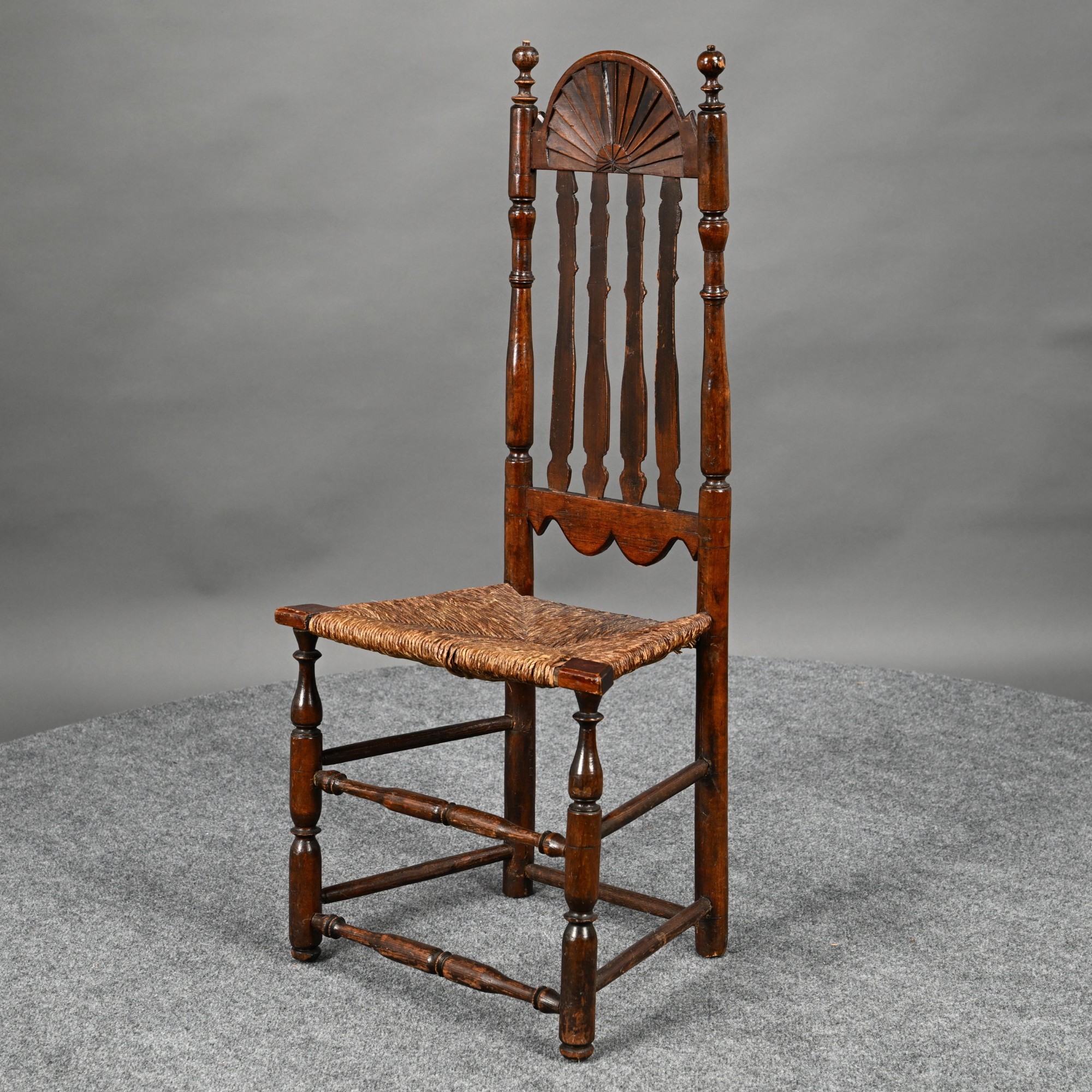 New Hampshire William & Mary Maple and Hickory Bannister-Back Side Chair, Portsmouth Area, Circa 1750