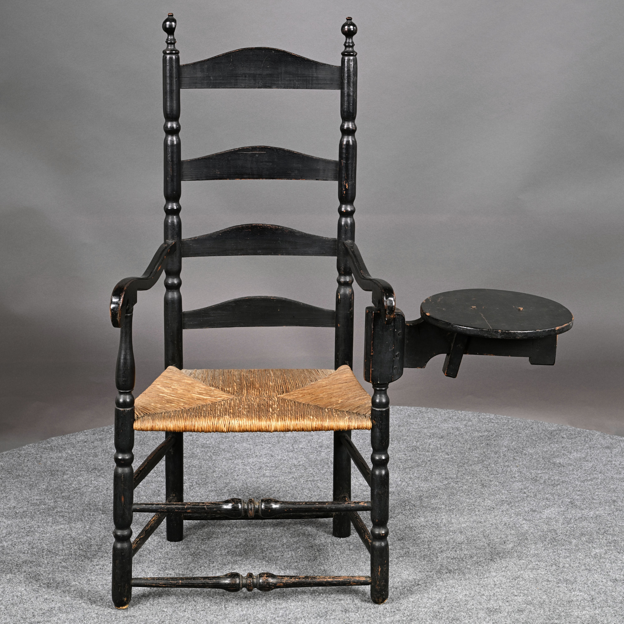 New Hampshire Slat-Back Armchair with Drinking Arm, Portsmouth Area, 1735-1770, illustrated in Wallace Nutting 'Furniture Treasury', fig. 1868