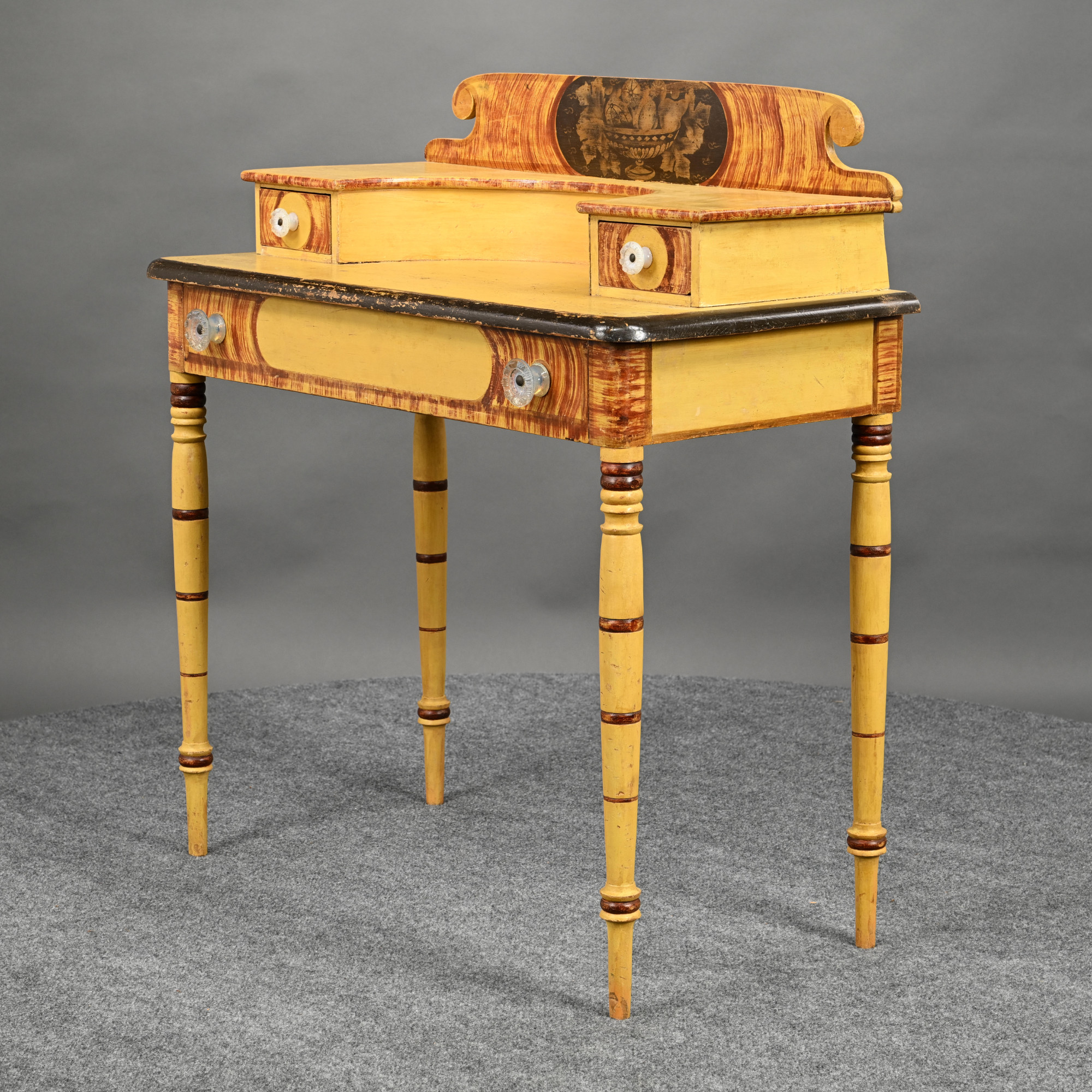 Rare New Hampshire Sheraton Paint-Decorated White Pine and Maple Fancy Dressing Table, David Colby (act. circa 1835), Croydon Village, 1835