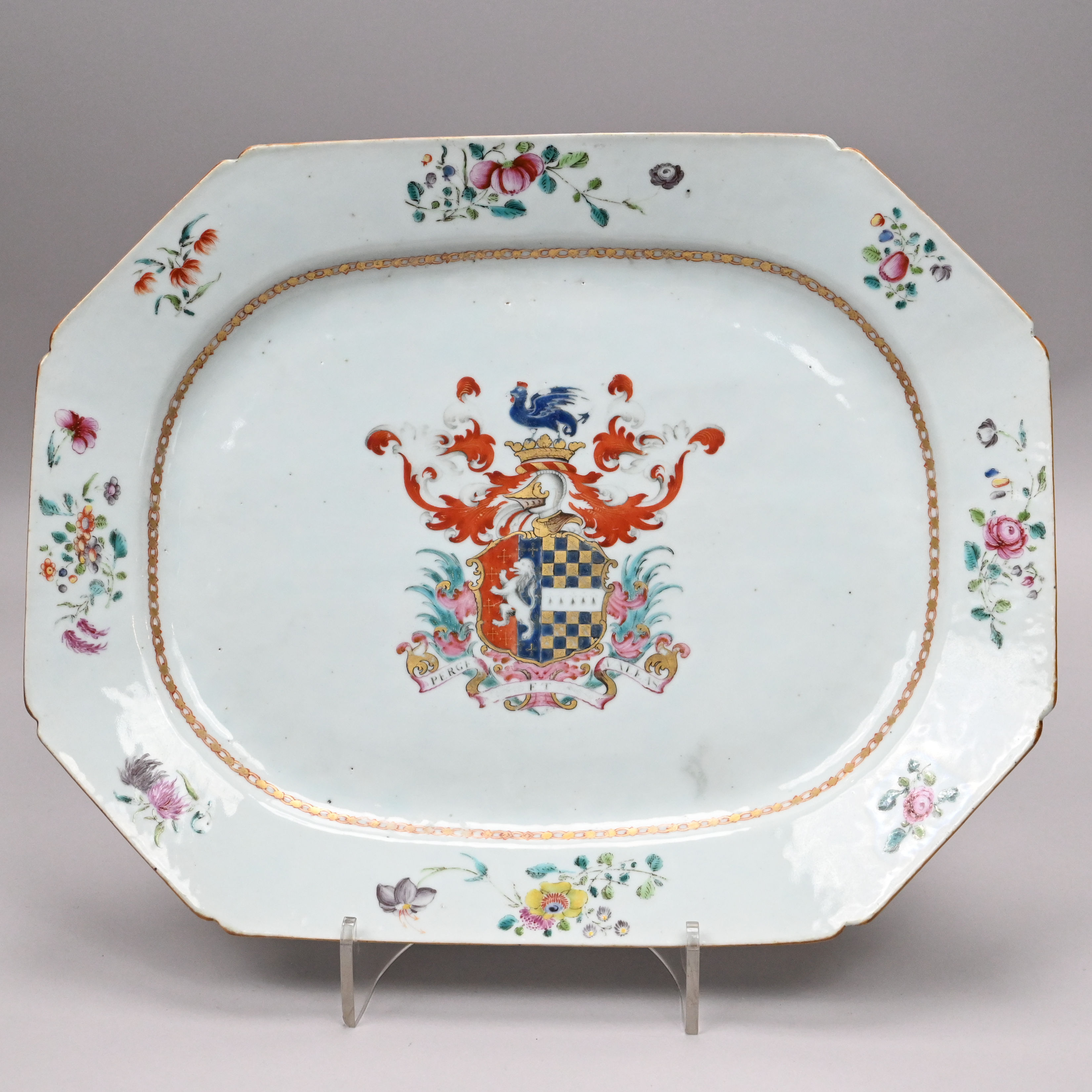 Chinese Export Porcelain Platter, Arms Hutchinson