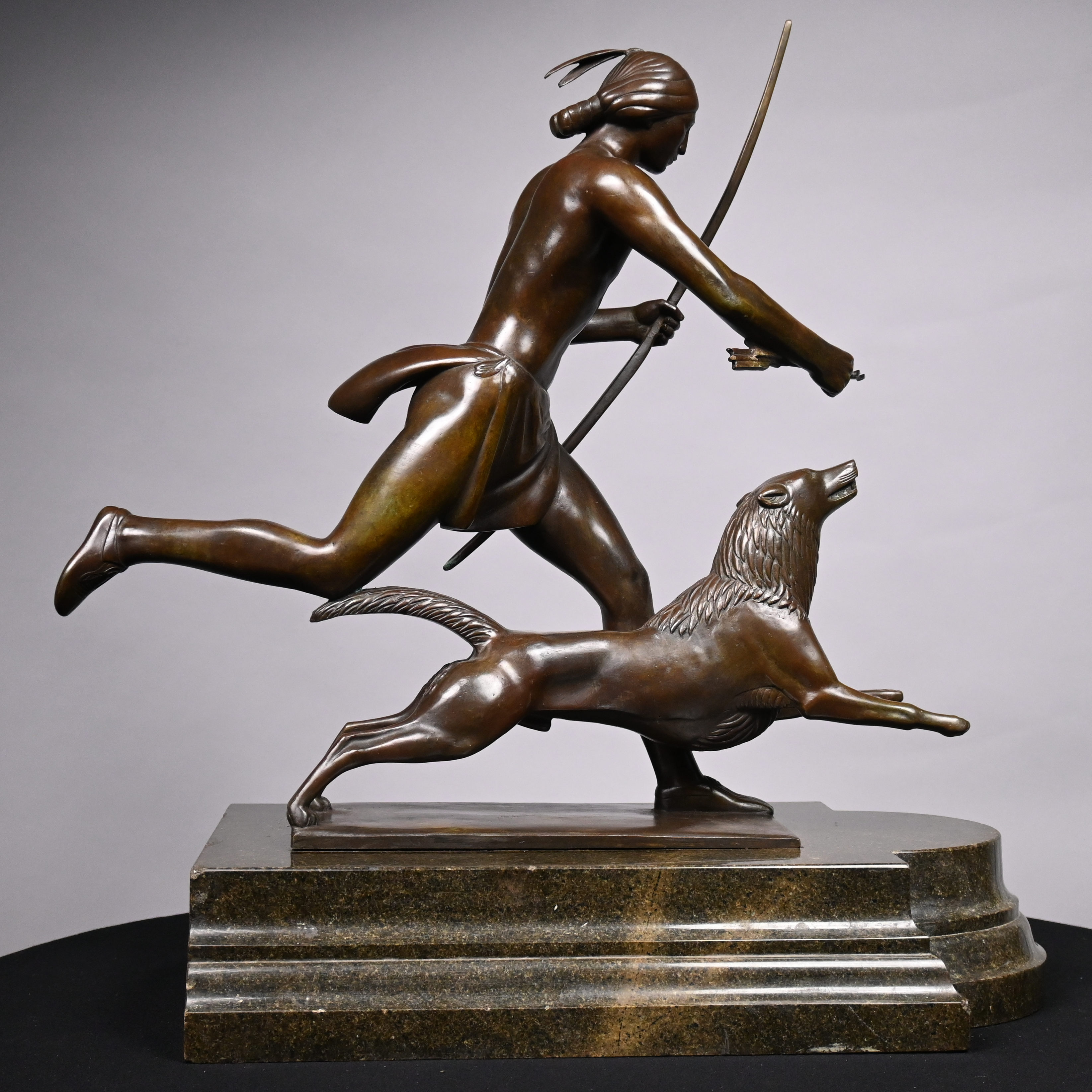 Paul Howard Manship (1885, Saint Paul, Minnesota - 1966, New York, New York). 'Indian Hunter and His Dog,'