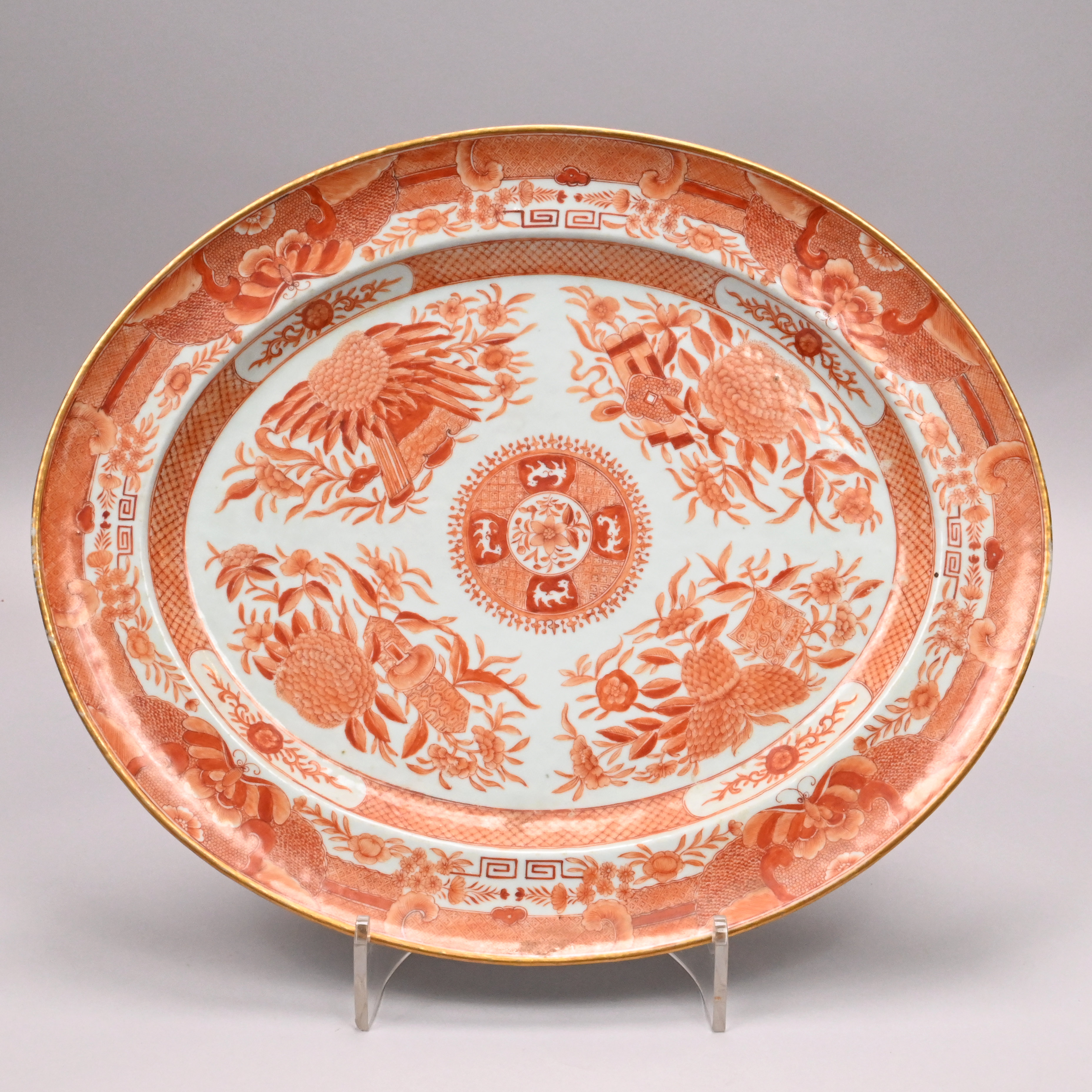 Chinese Export Porcelain Orange Fitzhugh Oval Platter