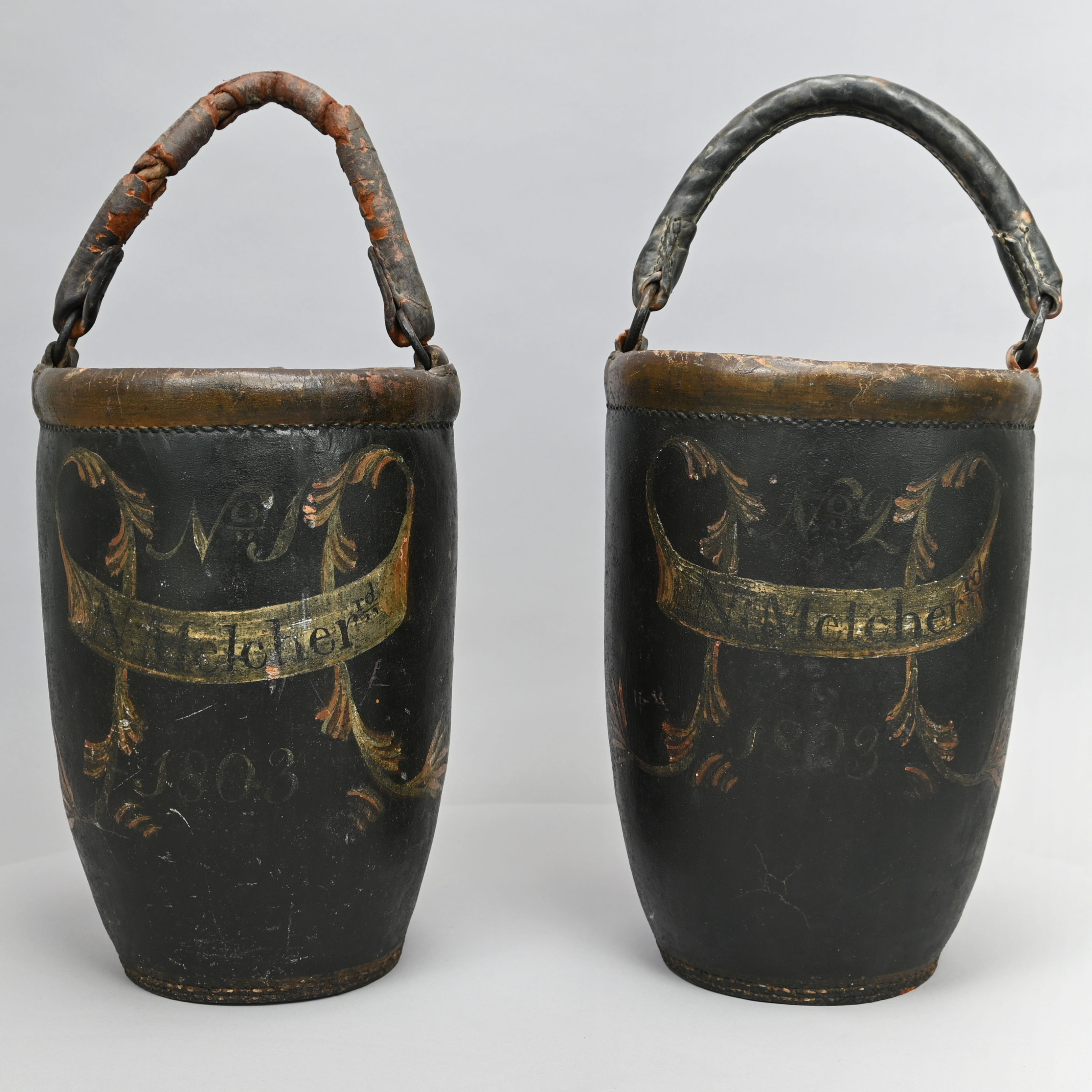 Pair Portsmouth, NH Melcher Family Fire Buckets