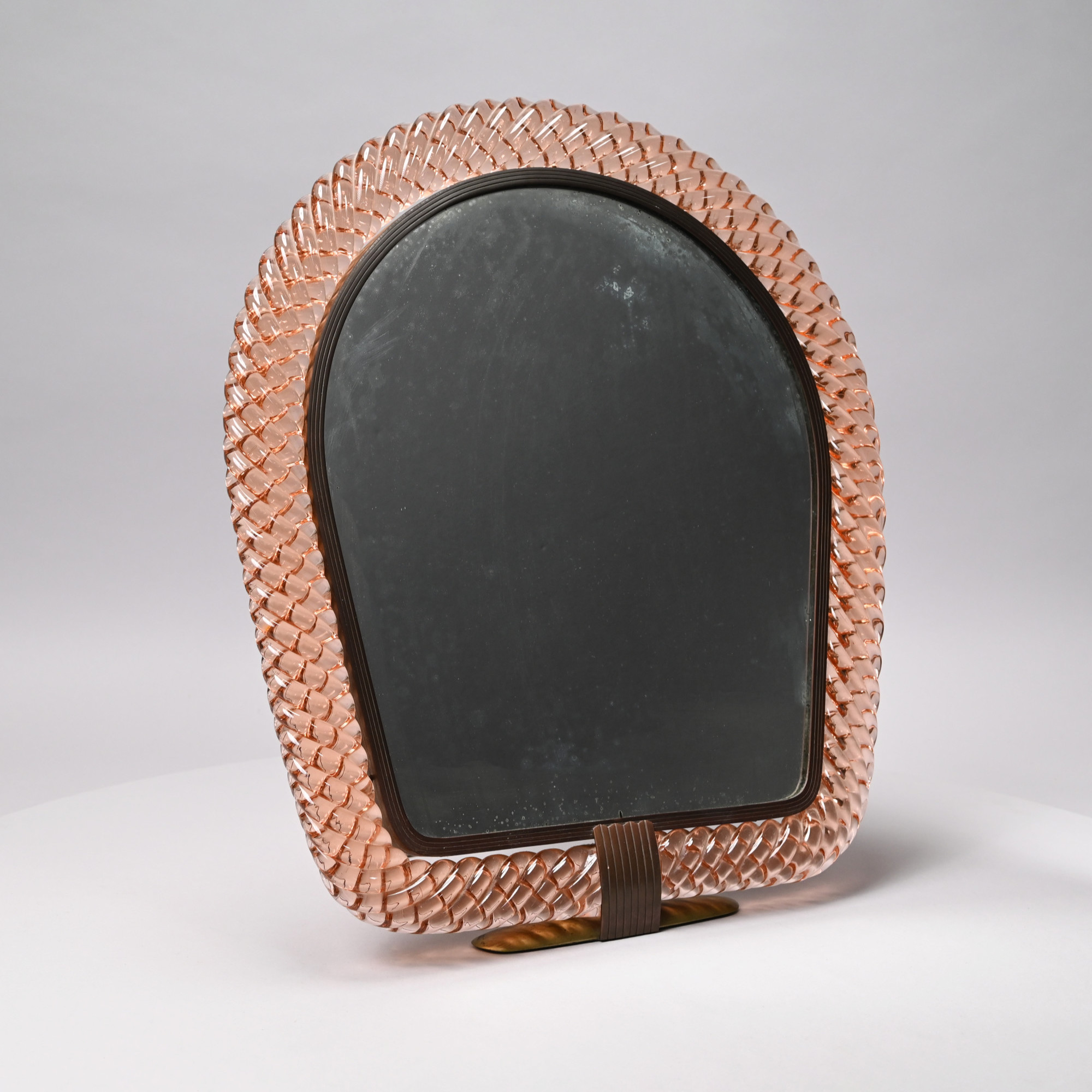 Carlo Scarpa for Vinini Treccia Table or Vanity Mirror, Italy, 1940s